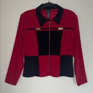 Vintage Scarlett Checker Print Retro Zip Up Lightweight Jacket 80’s 90’s